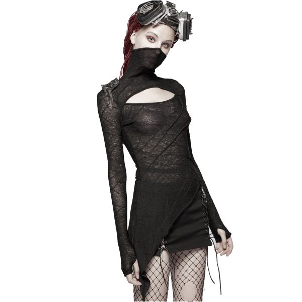 PUNK RAVE Top Asymétrique ‘Laertes’ Noir vente luxe pas cher 6