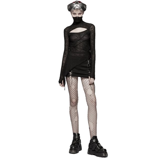 PUNK RAVE Top Asymétrique ‘Laertes’ Noir vente luxe pas cher 7