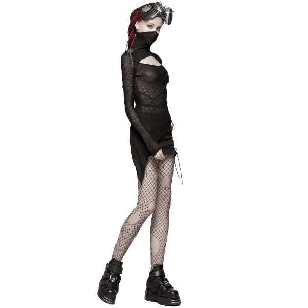 PUNK RAVE Top Asymétrique ‘Laertes’ Noir vente luxe pas cher 8