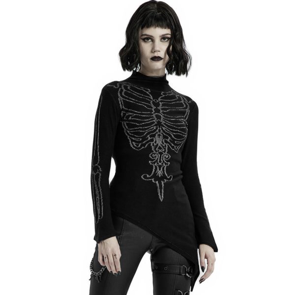 site pas cher PUNK RAVE Top Asymétrique ‘Rib Cage’ Noir 3