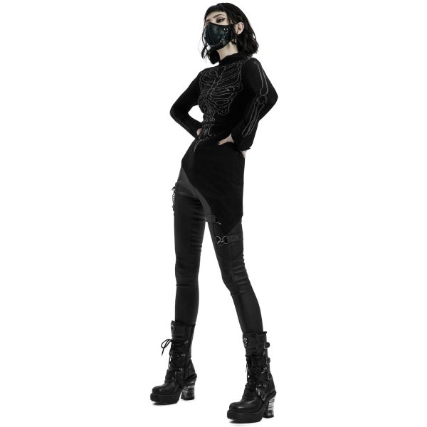 site pas cher PUNK RAVE Top Asymétrique ‘Rib Cage’ Noir 12