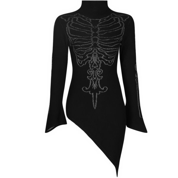 site pas cher PUNK RAVE Top Asymétrique ‘Rib Cage’ Noir 13
