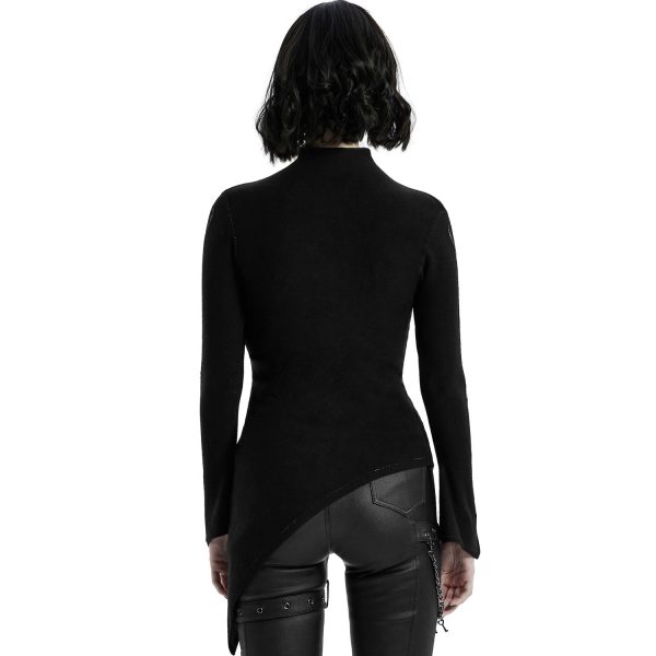 site pas cher PUNK RAVE Top Asymétrique ‘Rib Cage’ Noir 4