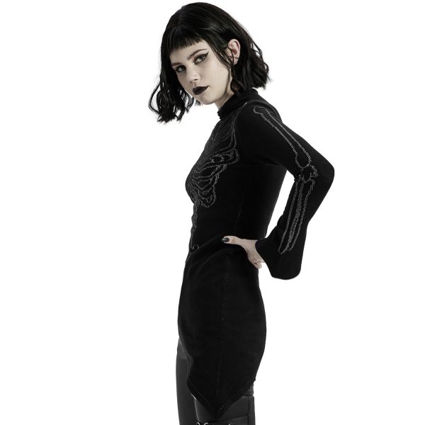 site pas cher PUNK RAVE Top Asymétrique ‘Rib Cage’ Noir 5