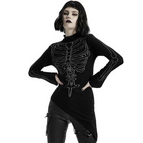 site pas cher PUNK RAVE Top Asymétrique ‘Rib Cage’ Noir 6