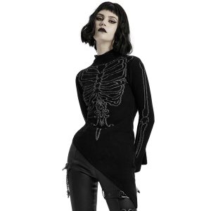 site pas cher PUNK RAVE Top Asymétrique ‘Rib Cage’ Noir 29