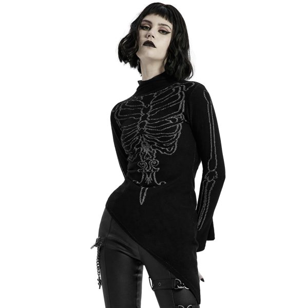 site pas cher PUNK RAVE Top Asymétrique ‘Rib Cage’ Noir 7