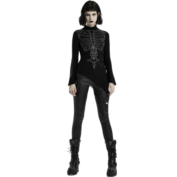 site pas cher PUNK RAVE Top Asymétrique ‘Rib Cage’ Noir 8