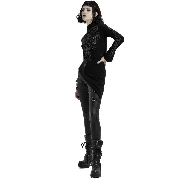 site pas cher PUNK RAVE Top Asymétrique ‘Rib Cage’ Noir 10