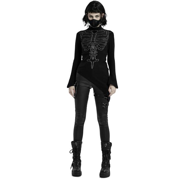 site pas cher PUNK RAVE Top Asymétrique ‘Rib Cage’ Noir 11