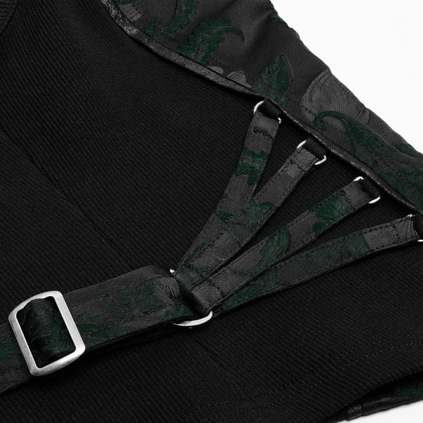 PUNK RAVE Top Sans Manches ‘Poison’ En Jacquart Vert Et Noir marque pas cher 12