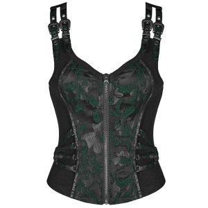PUNK RAVE Top Sans Manches ‘Poison’ En Jacquart Vert Et Noir marque pas cher 25
