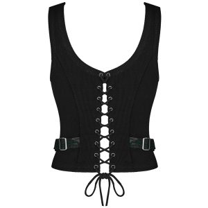 PUNK RAVE Top Sans Manches ‘Poison’ En Jacquart Vert Et Noir marque pas cher 29