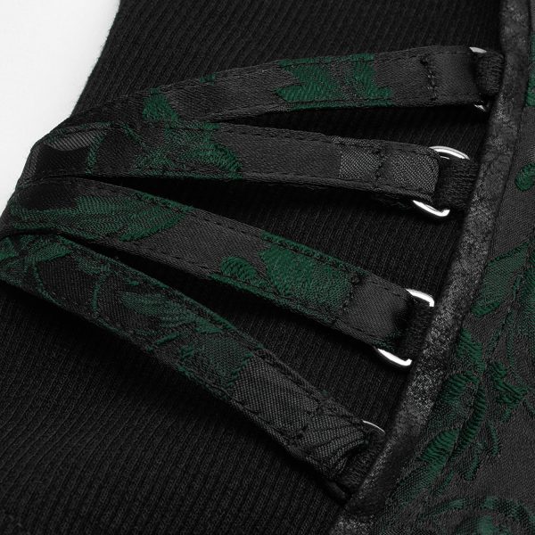 PUNK RAVE Top Sans Manches ‘Poison’ En Jacquart Vert Et Noir marque pas cher 11