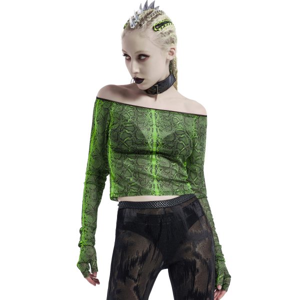 PUNK RAVE Top ‘Serpentine’ Vert Fluorescent authentiques 3