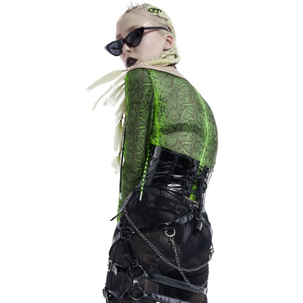 PUNK RAVE Top ‘Serpentine’ Vert Fluorescent authentiques 4