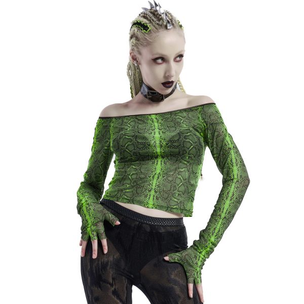 PUNK RAVE Top ‘Serpentine’ Vert Fluorescent authentiques 5
