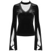 vente luxe pas cher PUNK RAVE Top ‘Solstice’ En Velours Noir 58