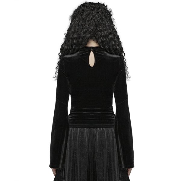 vente luxe pas cher PUNK RAVE Top ‘Solstice’ En Velours Noir 4