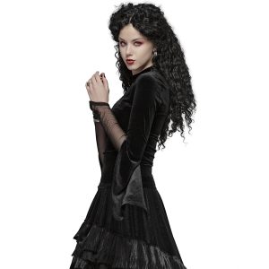 vente luxe pas cher PUNK RAVE Top ‘Solstice’ En Velours Noir 21