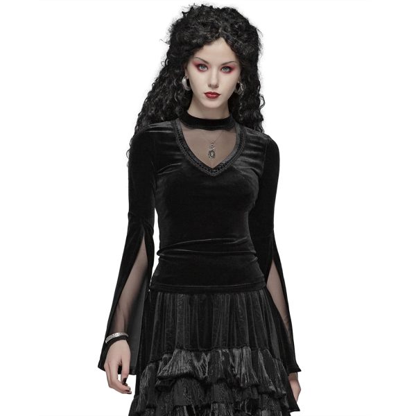 vente luxe pas cher PUNK RAVE Top ‘Solstice’ En Velours Noir 6