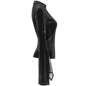 vente luxe pas cher PUNK RAVE Top ‘Solstice’ En Velours Noir 31