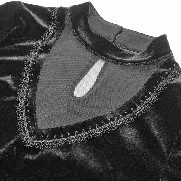 vente luxe pas cher PUNK RAVE Top ‘Solstice’ En Velours Noir 11