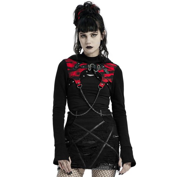 PUNK RAVE Veste Boléro ‘Dark Doll’ Noire Et Rouge magasin paris 3