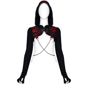 PUNK RAVE Veste Boléro ‘Dark Doll’ Noire Et Rouge magasin paris 42