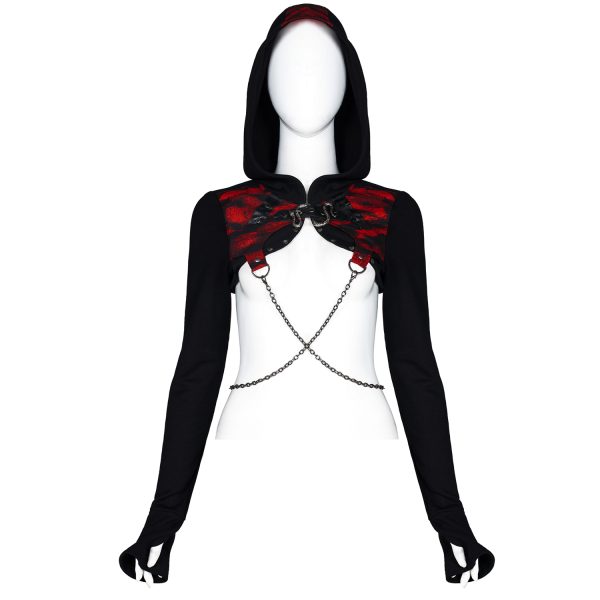 PUNK RAVE Veste Boléro ‘Dark Doll’ Noire Et Rouge magasin paris 13