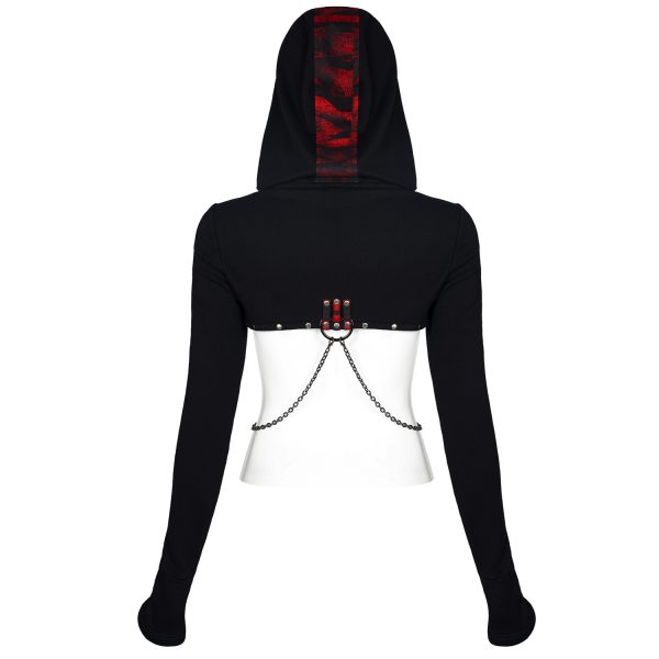 PUNK RAVE Veste Boléro ‘Dark Doll’ Noire Et Rouge magasin paris 14