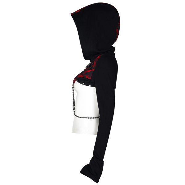 PUNK RAVE Veste Boléro ‘Dark Doll’ Noire Et Rouge magasin paris 15