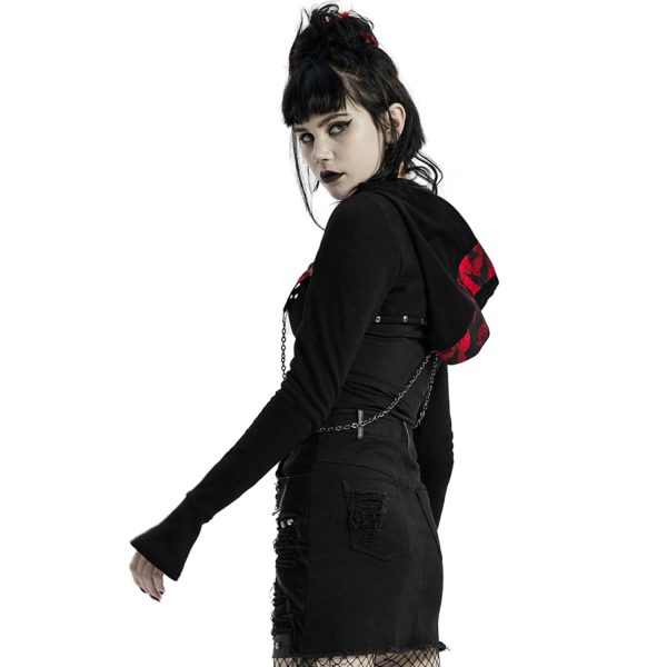 PUNK RAVE Veste Boléro ‘Dark Doll’ Noire Et Rouge magasin paris 5