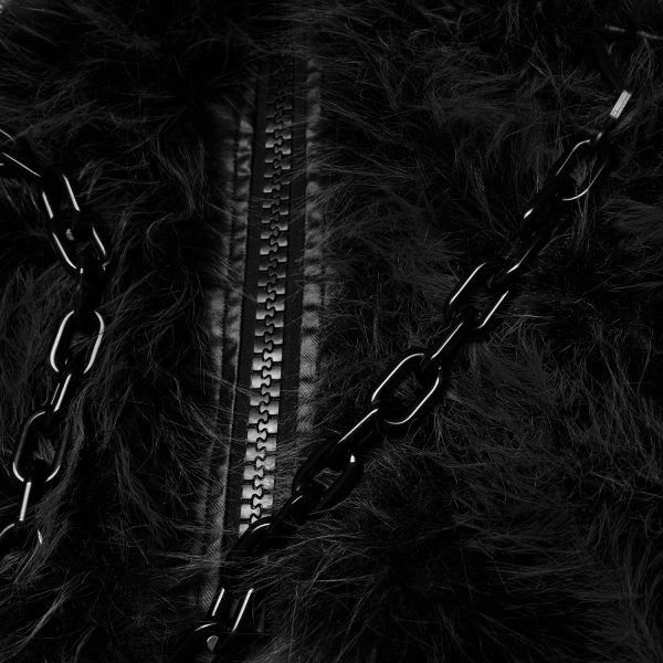 site pas cher PUNK RAVE Veste ‘Cassiopee’ En Fausse Fourrure Noire 12