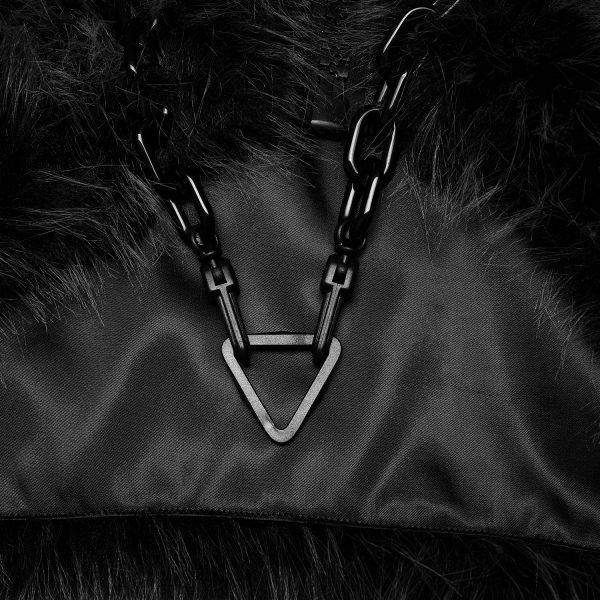 site pas cher PUNK RAVE Veste ‘Cassiopee’ En Fausse Fourrure Noire 13