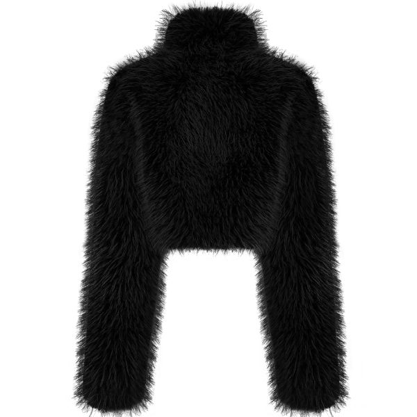 site pas cher PUNK RAVE Veste ‘Cassiopee’ En Fausse Fourrure Noire 9
