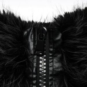site pas cher PUNK RAVE Veste ‘Cassiopee’ En Fausse Fourrure Noire 33