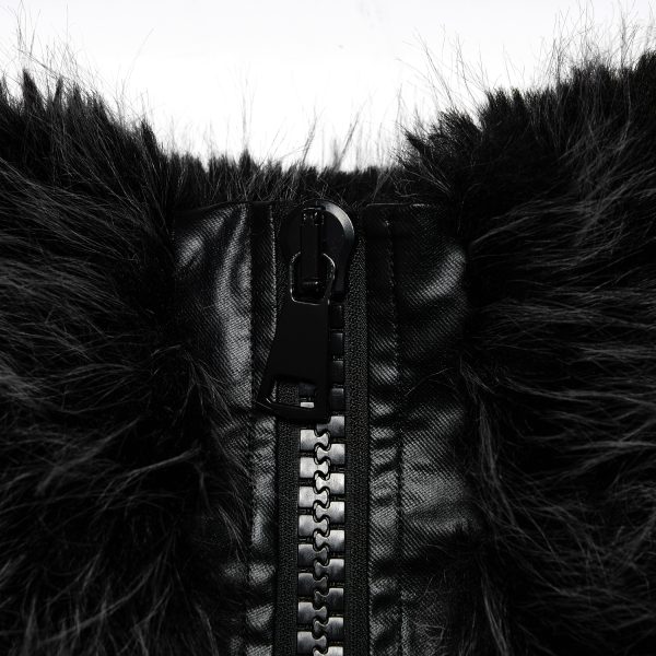 site pas cher PUNK RAVE Veste ‘Cassiopee’ En Fausse Fourrure Noire 11