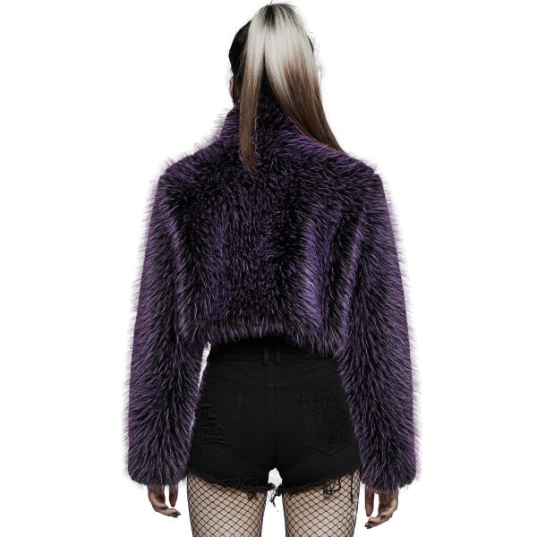 PUNK RAVE Veste ‘Cassiopee’ En Fausse Fourrure Pourpre grossiste en ligne 4