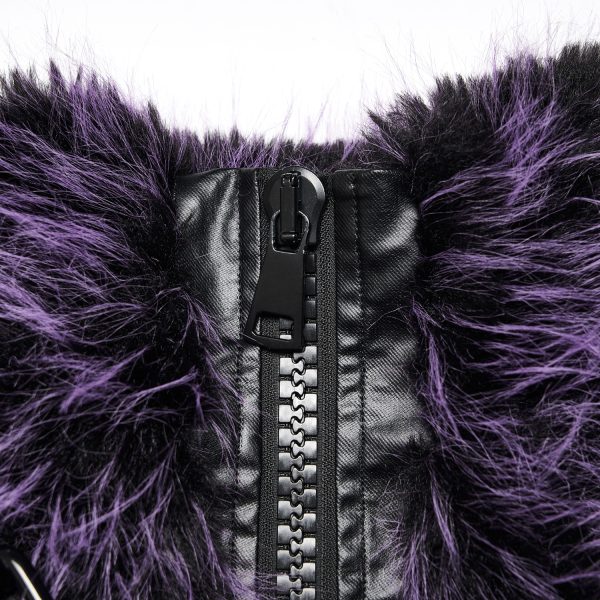 PUNK RAVE Veste ‘Cassiopee’ En Fausse Fourrure Pourpre grossiste en ligne 11