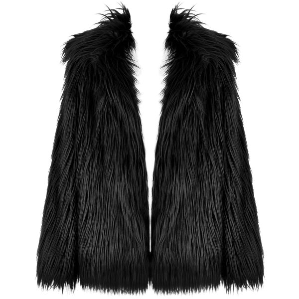 achetez PUNK RAVE Veste ‘Cthulhu’ En Fausse Fourrure Noire 7