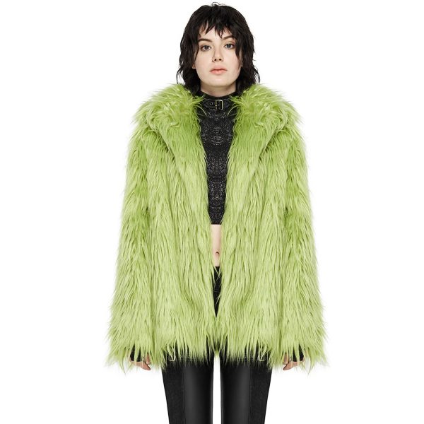 mode PUNK RAVE Veste ‘Cthulhu’ En Fausse Fourrure Verte 3