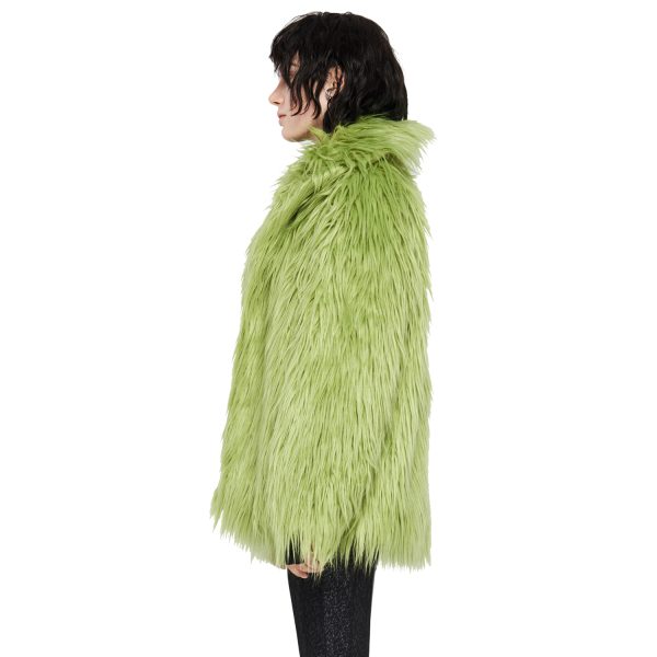 mode PUNK RAVE Veste ‘Cthulhu’ En Fausse Fourrure Verte 5