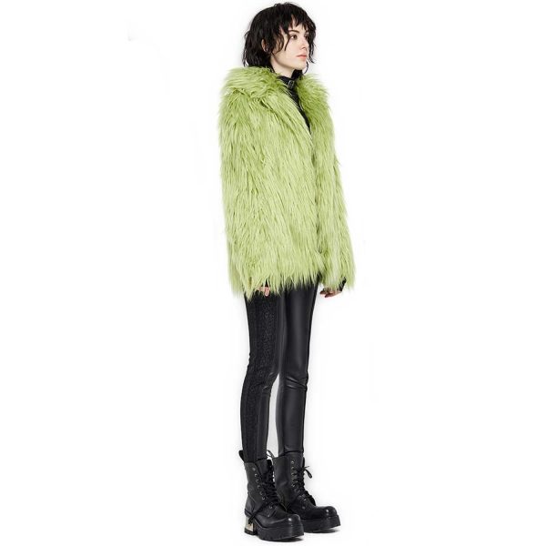 mode PUNK RAVE Veste ‘Cthulhu’ En Fausse Fourrure Verte 9