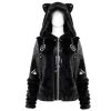 ultratendance DEVIL FASHION Veste D’Hiver ‘Cat Ear’ En Fourrure Noire 52