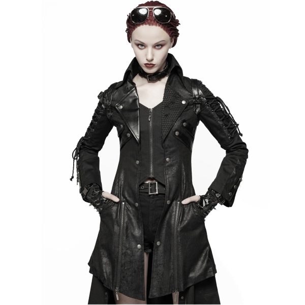 Livraison rapide PUNK RAVE Veste Femme ‘Poisonblack’ Noire 3