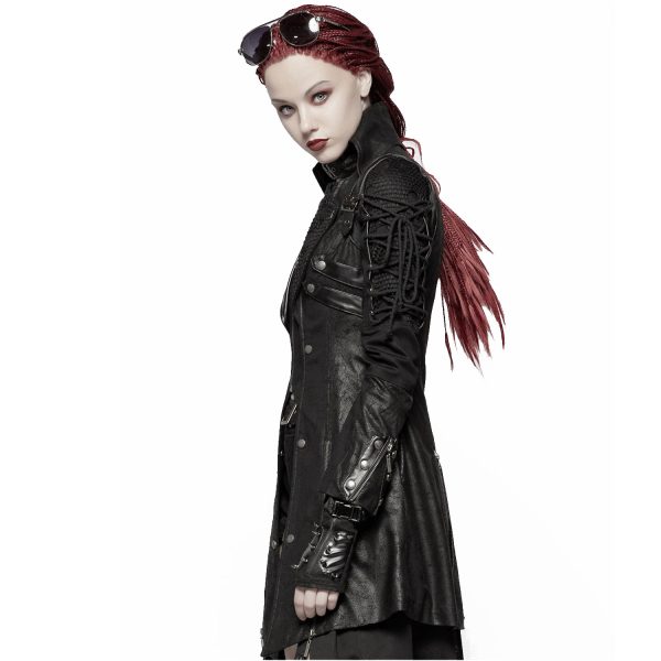 Livraison rapide PUNK RAVE Veste Femme ‘Poisonblack’ Noire 5