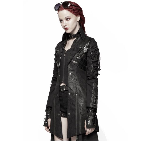 Livraison rapide PUNK RAVE Veste Femme ‘Poisonblack’ Noire 6