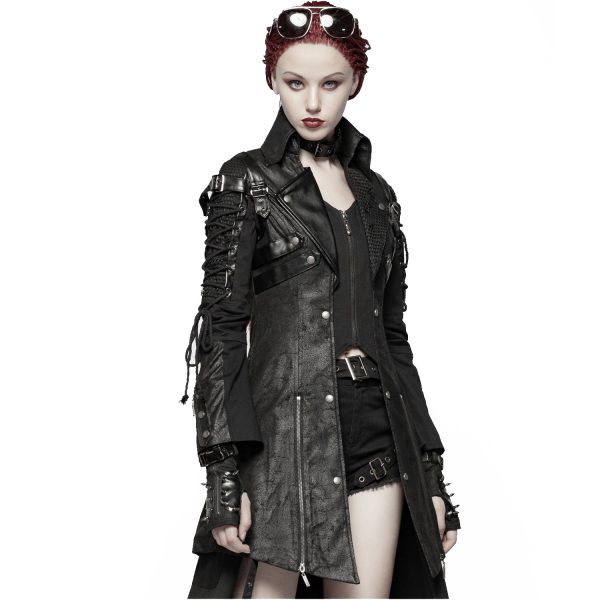 Livraison rapide PUNK RAVE Veste Femme ‘Poisonblack’ Noire 7
