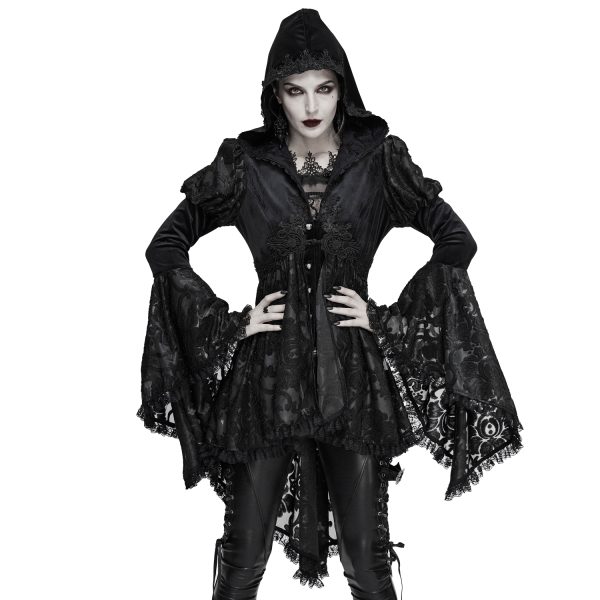 mode DEVIL FASHION Veste Femmes à Capuche ‘Elegant Lace’ Noire 3